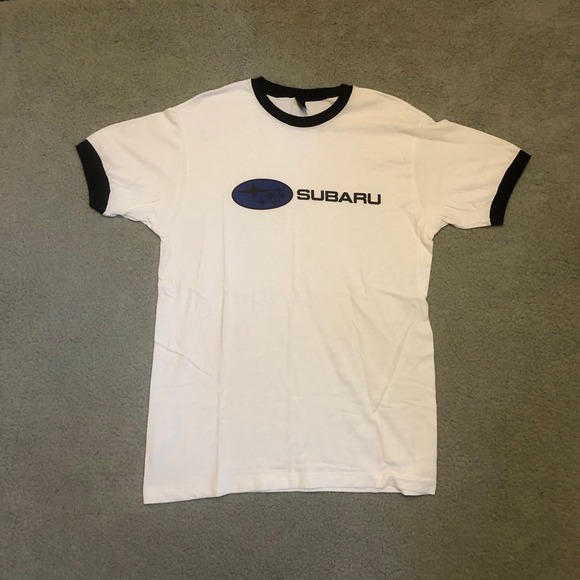 Tultex Other - Subaru Ringer T-Shirt White Black Tultex 100% Cotton Car Graphic Tee Tuner